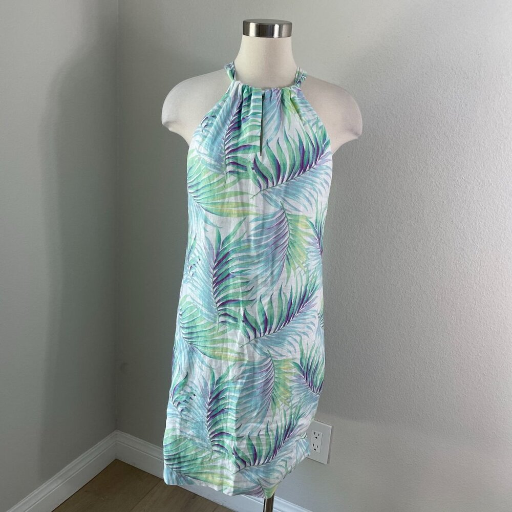 Tommy Bahama Womens XS‎ Leinani Leaves Tropical Halter Dress 100% Linen